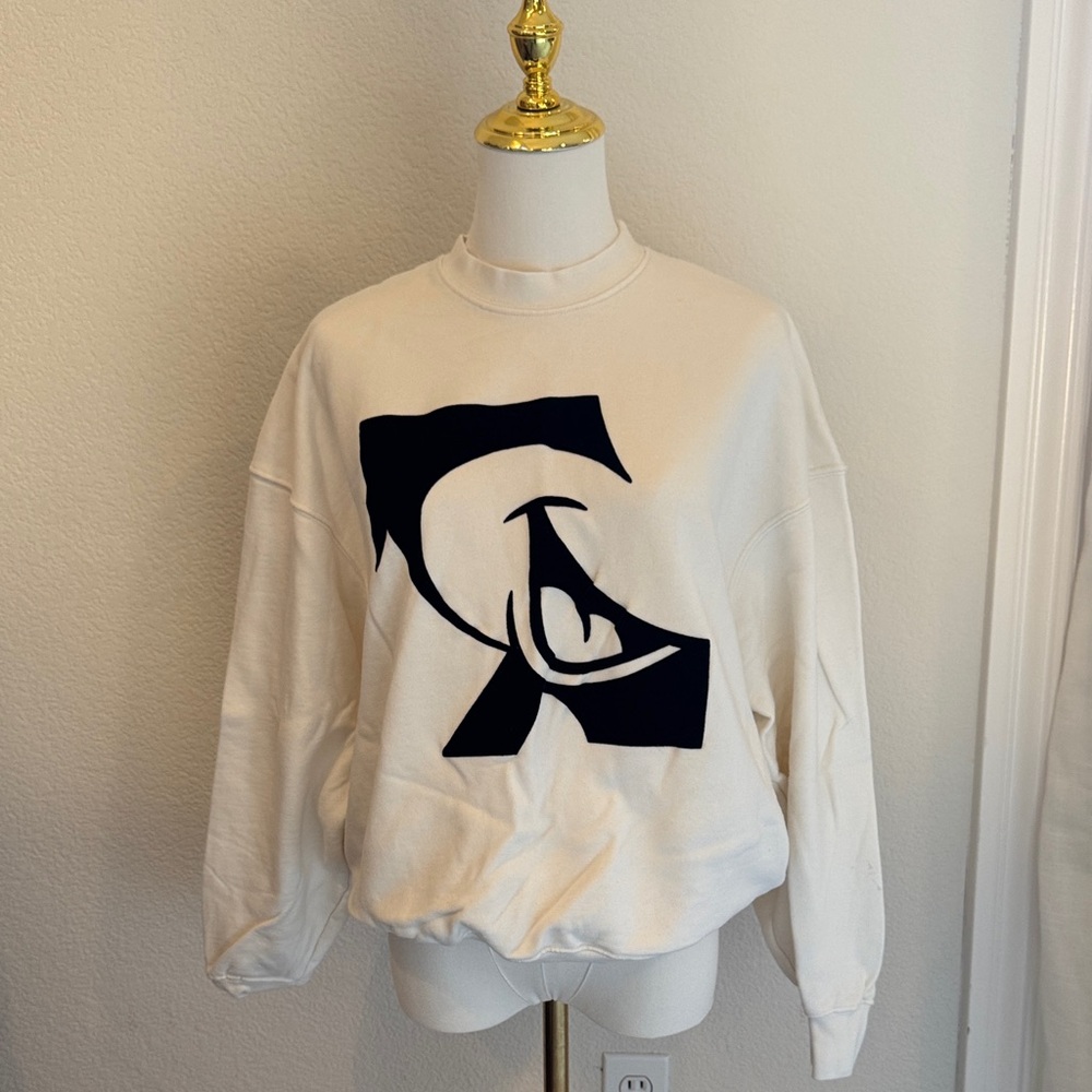 Zara Cream Sweater with Black Abstract Design